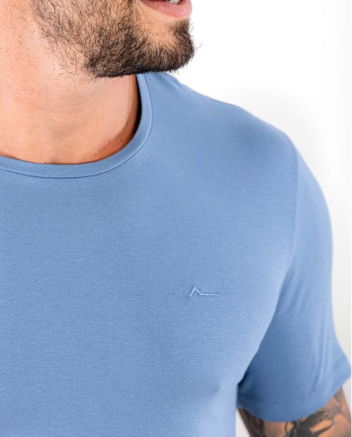 Camiseta de Algodão Egípcio Masculina Básica 90102 Azul