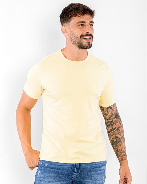 Camiseta de Algodão Egípcio Masculina Básica 90102 Amarelo