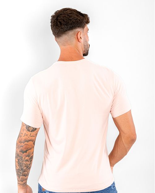 Camiseta de Algodão Egípcio Masculina Básica 90102 Rosa
