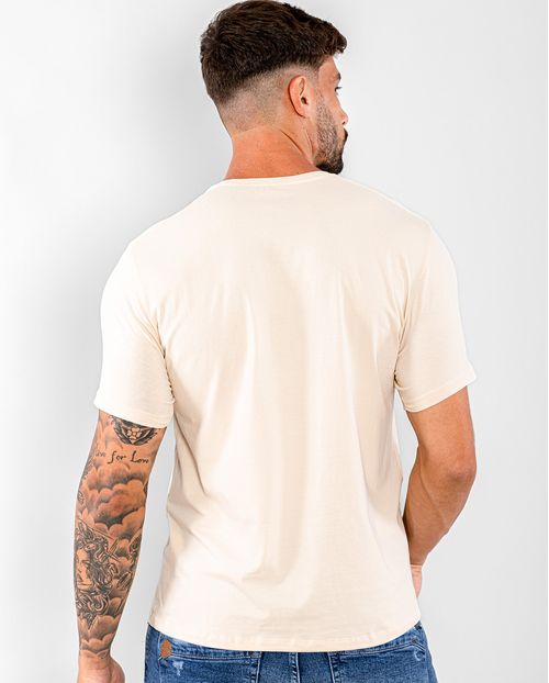 Camiseta de Algodão Egípcio Masculina Básica 90102 Creme
