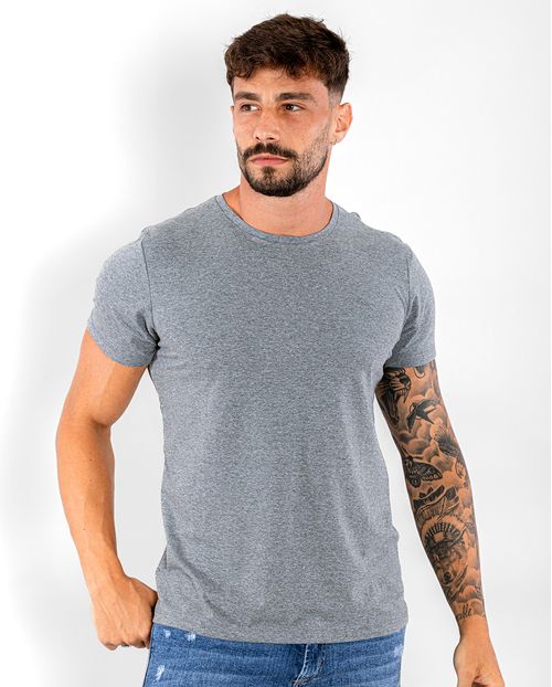 Camiseta de Algodão Egípcio Masculina Básica 90102 Mescla