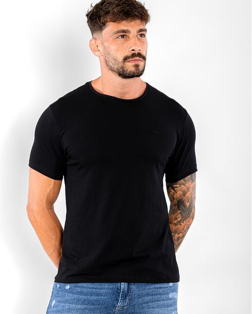 Camiseta de Algodão Egípcio Masculina Básica 90102 Preto