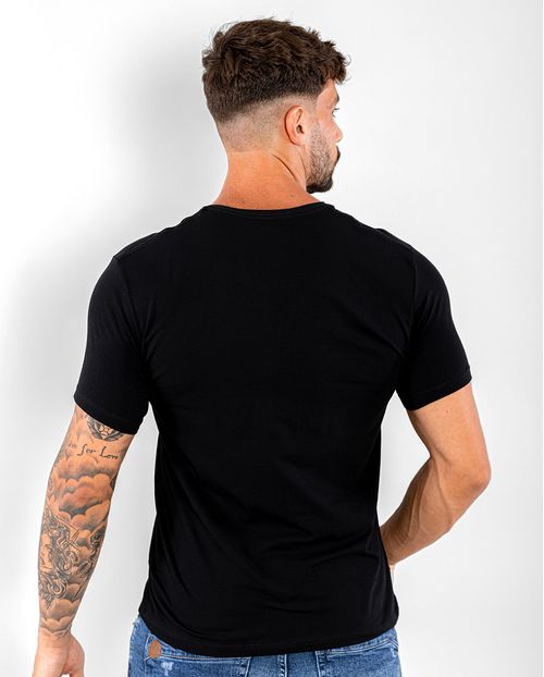 Camiseta de Algodão Egípcio Masculina Básica 90102 Preto