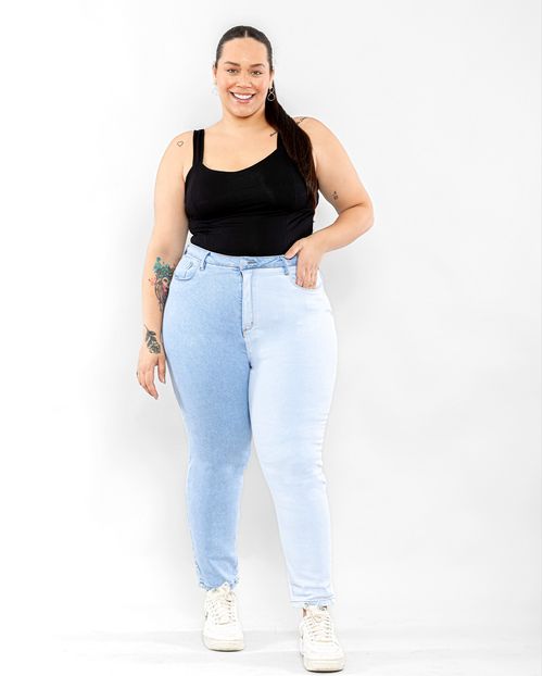 Calça Mom Plus Bicolor Clara 21228 Unica