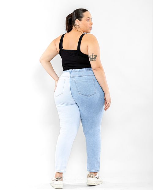 Calça Mom Plus Bicolor Clara 21228 Unica