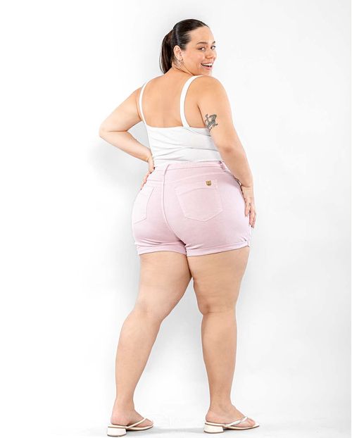Shorts Fem Plus Collor Rosa 20105 Unica