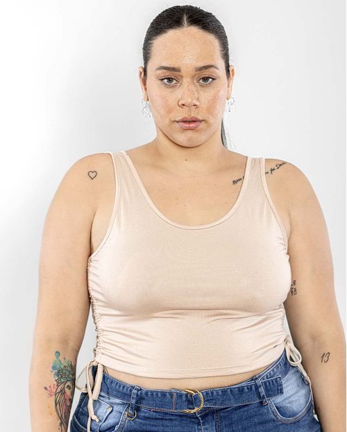 Blusa Feminina Plus Bege Regata 90081b Unica