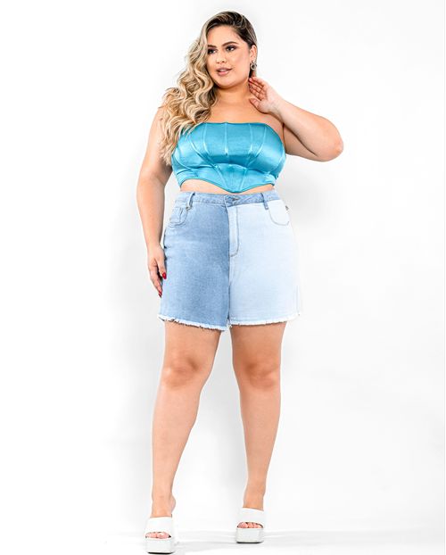 Shorts Mom Plus Bicolor Claro 21227 Unica