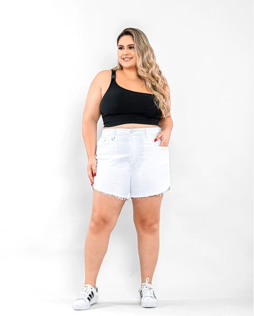 Shorts Feminino Plus Mom Branco 21487 Branco