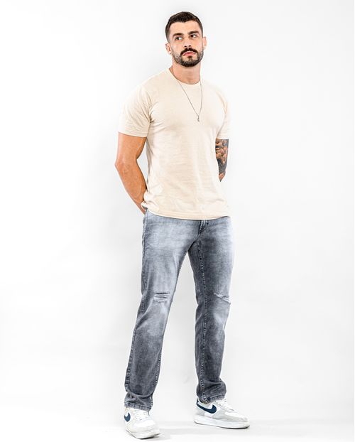 Calça Jeans Masculina Slim  Fit com Rasgos  22021 Preto
