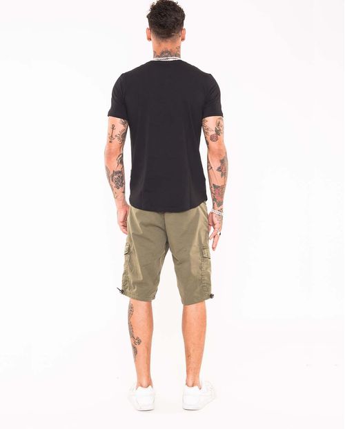 Bermuda Jeans Masculina Cargo Verde-Militar - Linha Itália   21570 Verde Militar