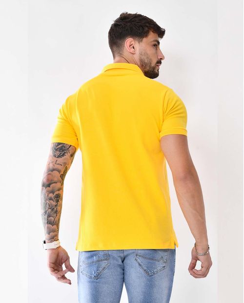 Camisa Masculina Polo Consciência 80049 Amarelo/marinho