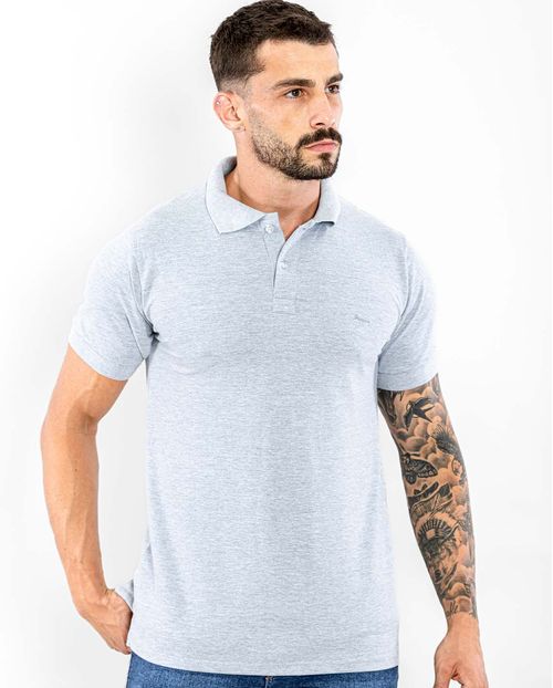 Camisa Masculina Polo Consciência 80049 Mescla Cinza