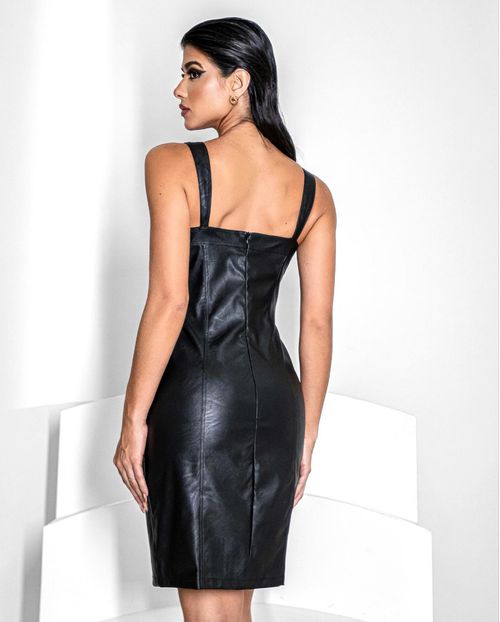 Vestido em Material Sintético Feminino 90333 Preto