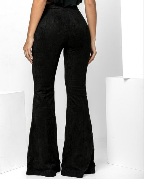 Calça Camurça Flare Feminina Cintura Alta  90441 Preto