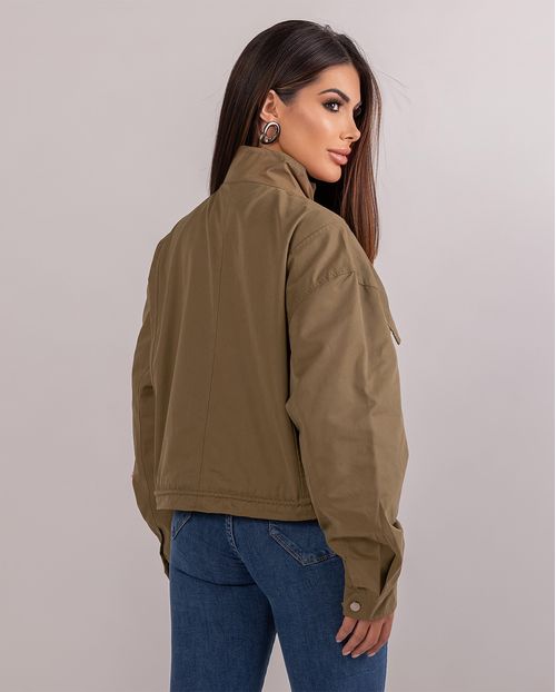 Jaqueta Sarja Feminina Cropped 90448 Verde Militar