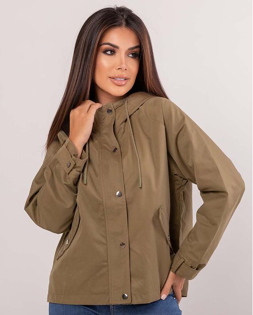 Jaqueta Sarja Feminina com Capuz 90228 Verde Militar