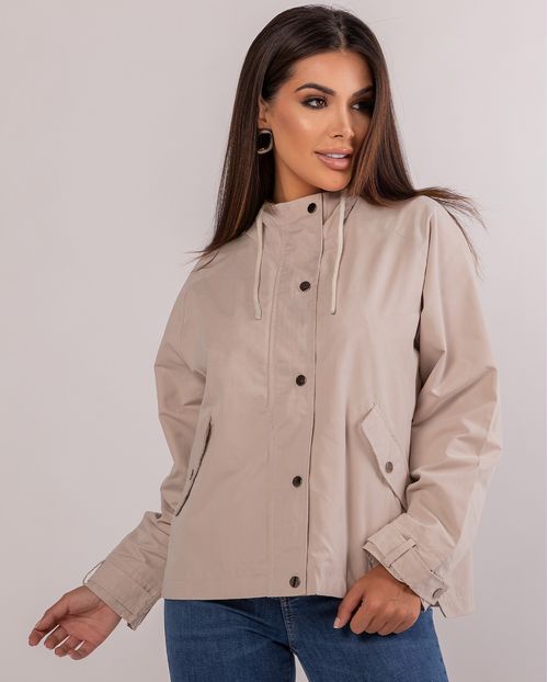 Jaqueta Sarja Feminina com Capuz 90228 Areia