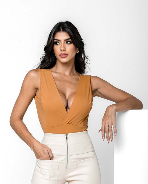 Body Feminino Decote V 90336 Caramelo