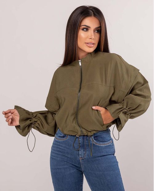 Jaqueta Viscose Bomber Feminina 90330 Verde Militar
