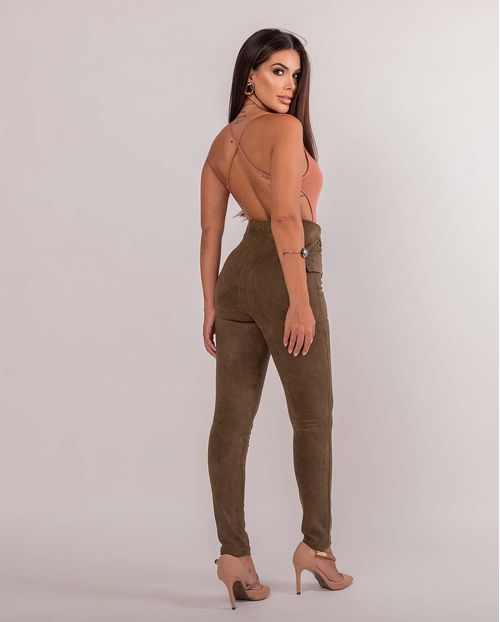 Calça em Camurça Feminina com Cinto 90443 Verde Militar