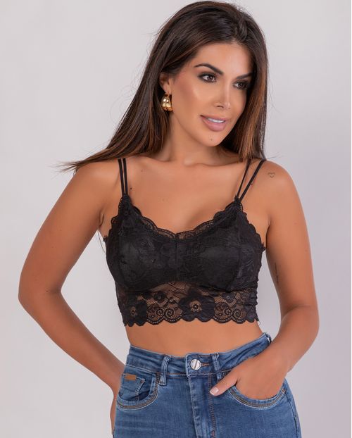 Top de Renda Feminino 90446 Preto