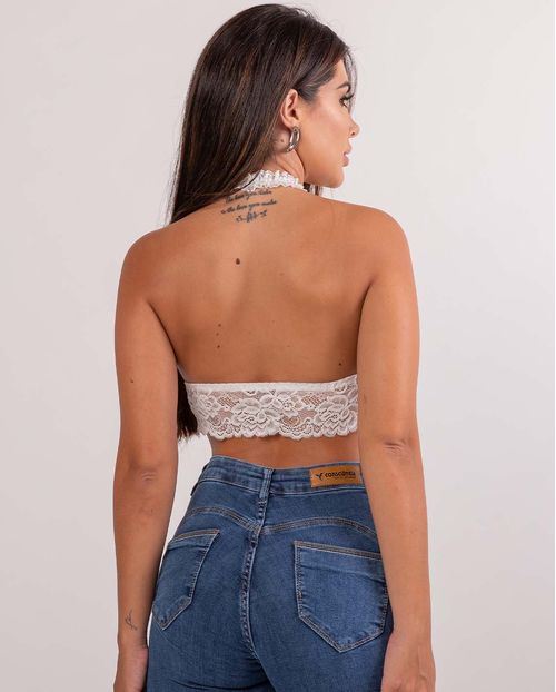 Top de Renda Feminino Decote Cruzado 90447 Branco