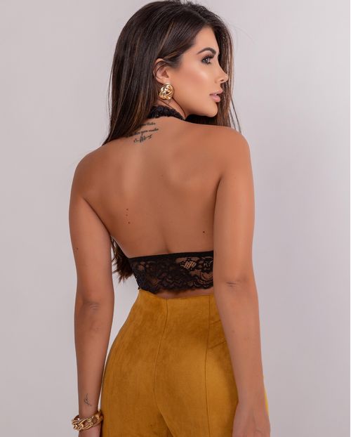 Top de Renda Feminino Decote Cruzado 90447 Preto
