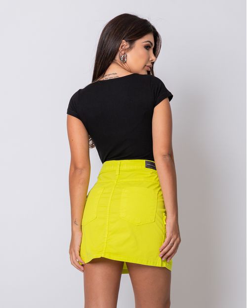 Mini-Saia Feminina Verde Lima com Bolso Cargo   21418 Verde Limão