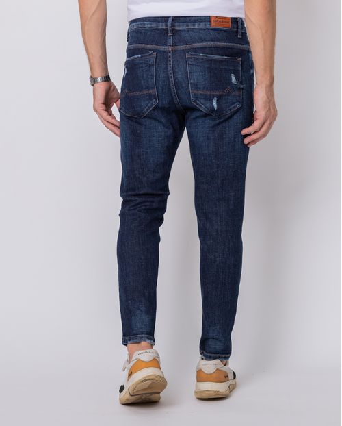 Calça Jeans Skinny Masculina Puídos 22249 Escura