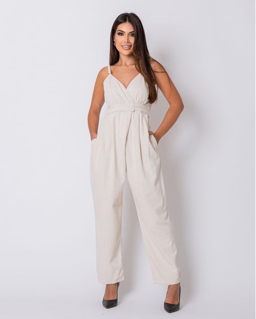 Macacão Feminino com Amarração Na Cintura  22494 Linho