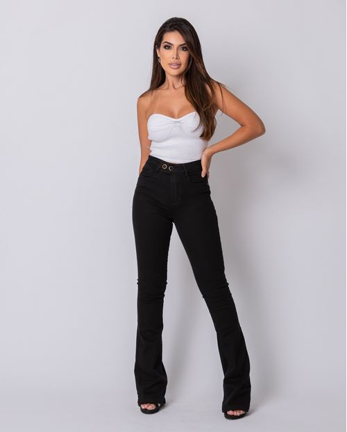 Calça Feminina Flare Extreme Power Preta com Cós Transpassado  22477 Preto