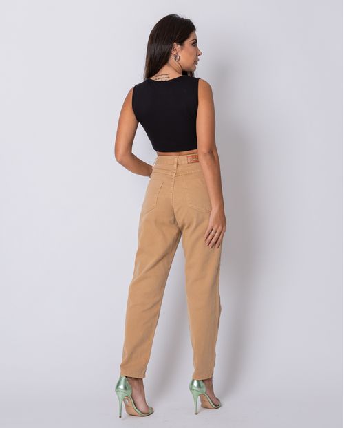 Calça Sarja Mom Feminina Cintura Alta Naturals 00111 Caqui