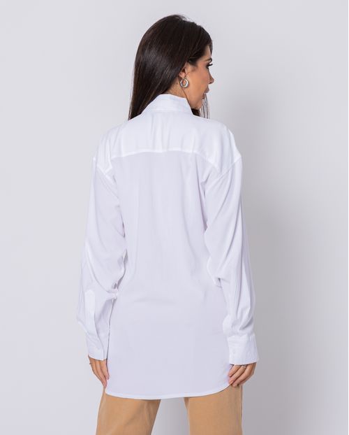 Camisa Feminina Ampla com Bolsos 90208 Branco