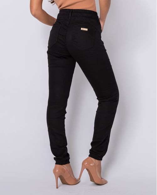 Calça Feminina Jogger com Cordão do Próprio Tecido 19440 Preto