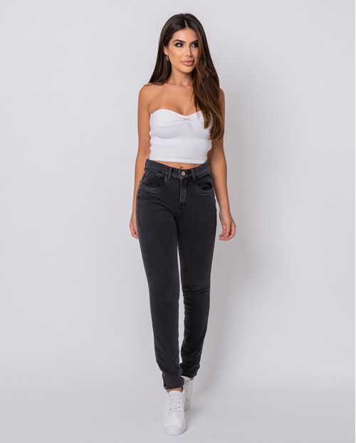 Calça Jeans Feminina Intermediaria Preta Bielástico Extreme Power   22336 Preto
