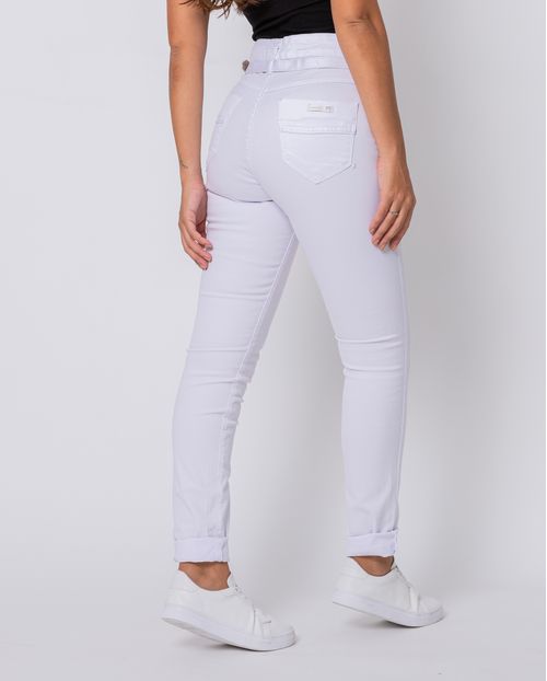 Calça Skinny Branca com Cinto 21370 Unica