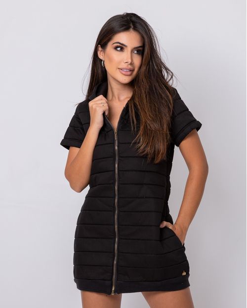 Jaqueta Manga Curta Oversize Feminina Preta 14519 Unica
