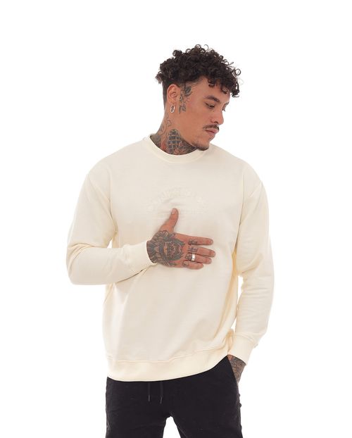 Blusa Moletom Masculina Bordada Consciencia Básica 80056 Off White