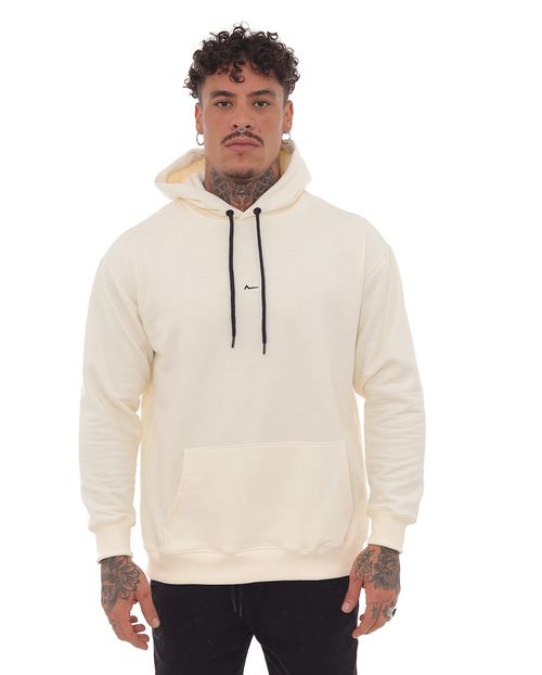 Blusa Moletom Canguru Masculina Bordada Consciencia 80060 Off White