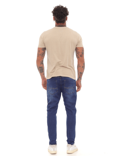 Calça Jeans Masculina Super Skinny Rasgada 21592 Escura Rasgada