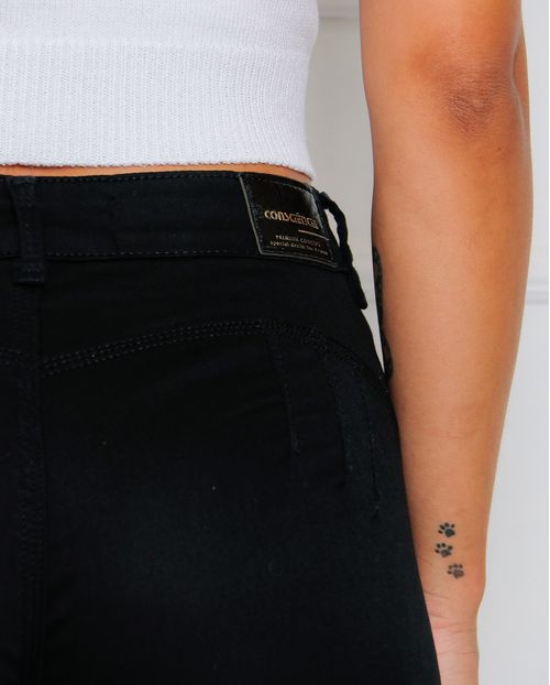 Calça Sarja Skinny Feminina Cintura Média Básica 22853 Preto
