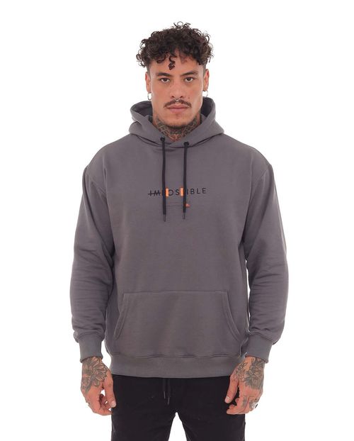 Blusa Moletom Canguru Capuz Masculina Bordada Consciencia 80065 Chumbo