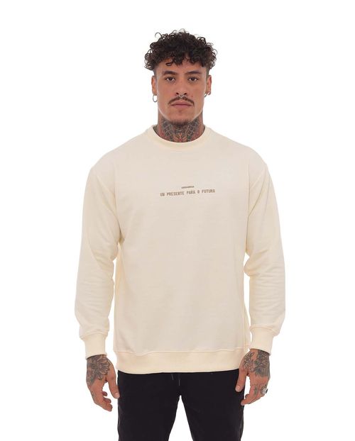 Blusa Moletom Masculina Bordada Consciencia 80054 Off White