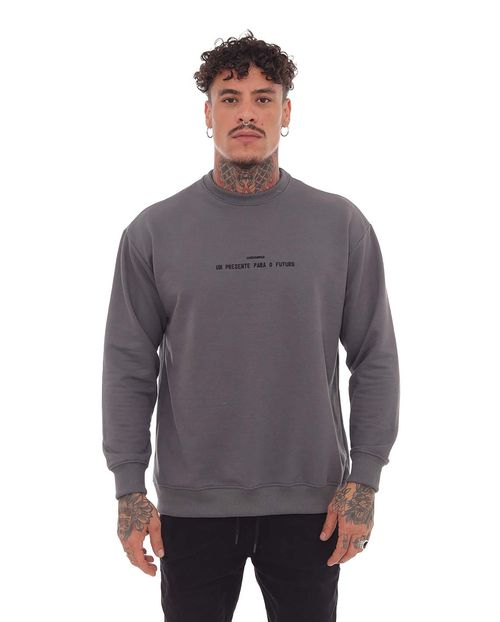 Blusa Moletom Masculina Bordada Consciencia 80054 Chumbo