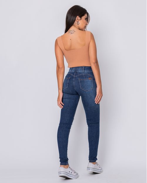 Calça Jeans Feminina Hot Cós Largo com Elastico Na Parte de Trás  22343 Escura