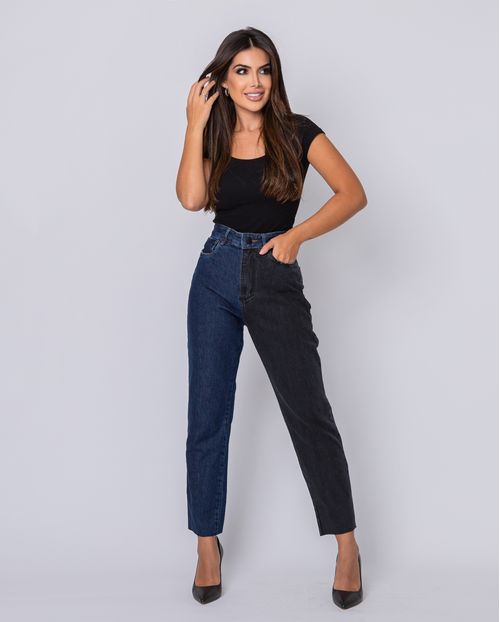 Calça Mom Bicolor Escura 21211 Unica