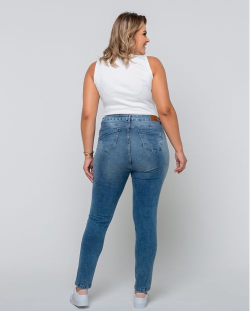 Calça Jeans Skinny Feminina Plus Size Cintura Alta Básica 22611 Média