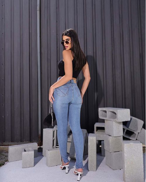 Calça Jeans Skinny Hot Pants Feminina Cintura Alta Extreme Power 22726 Média