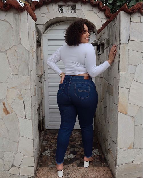 Calça Jeans Skinny Plus Size Feminina Cintura Alta Barra Desfiada 22875 Escura